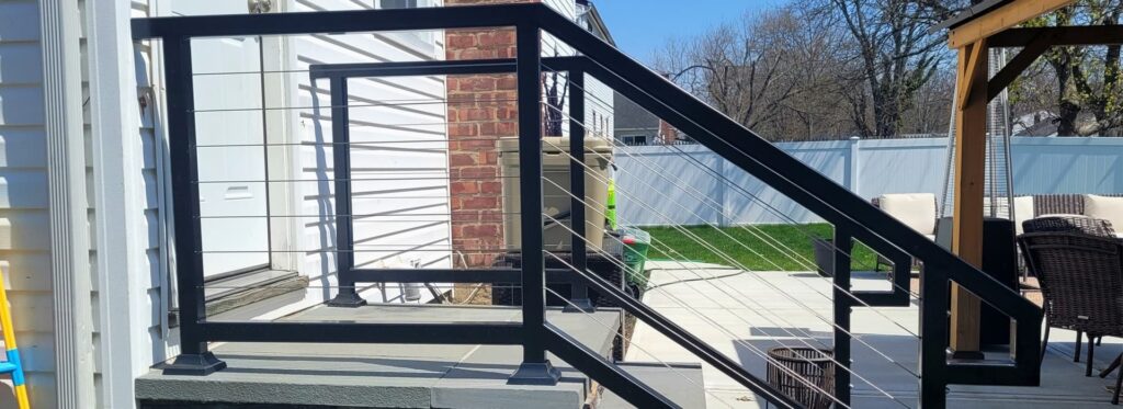 black cable railing on stairs